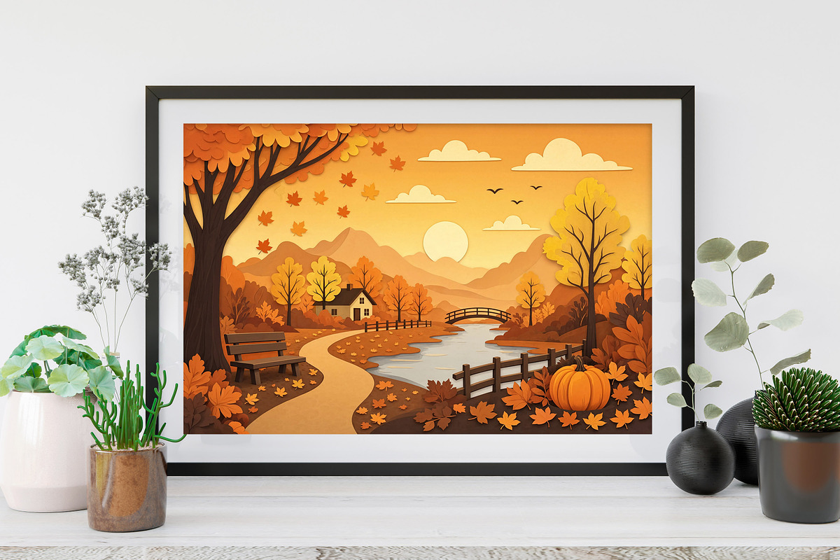 Autumn Fall Landscape Wallpaper, a Wallpaper Graphic by Forhadx5 (Photo 2 of 9)