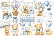 Baby Shower Boy Clipart, an Animal Illustration by Villa 11 Estudio (Thumbnail 1 of 11)