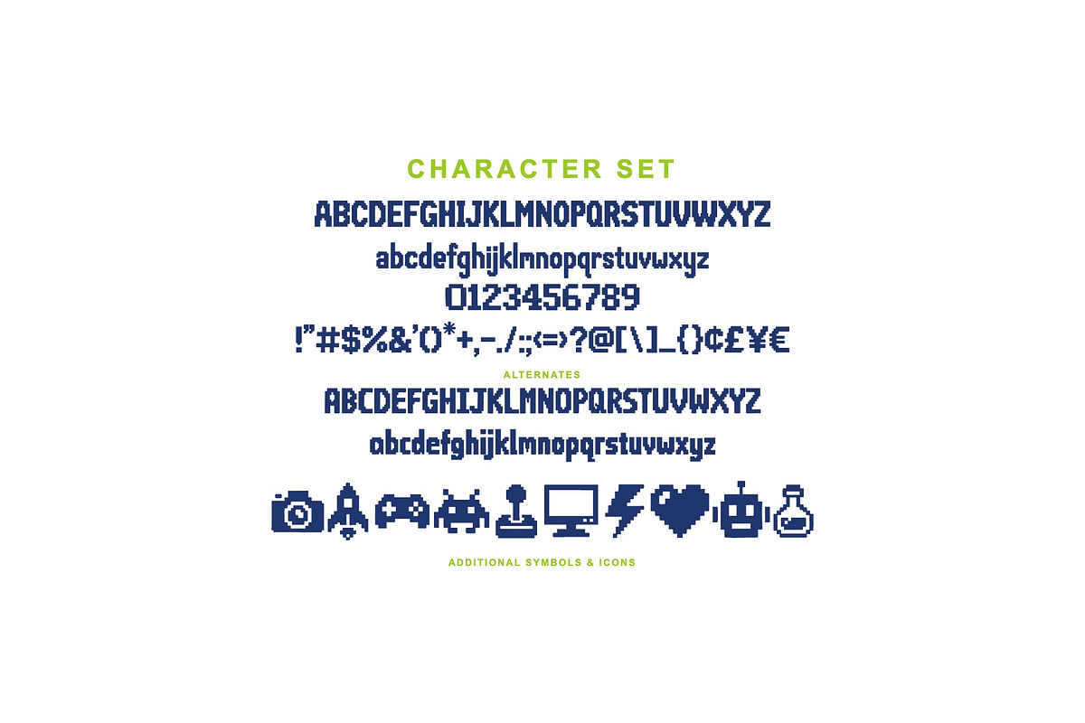 Player 2 Retro Arcade Pixel Font, a Blackletter Font by Graphic Spirit (Photo 2 of 8)