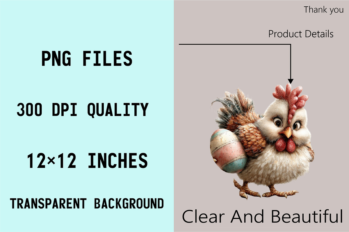Whimsical Easter Chicken Clipart Bun, an Illustration by SVGArt (Photo 6 of 7)
