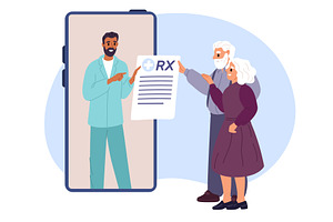 Elderly couple gets online, a Healthcare Illustration by Vectorbuum