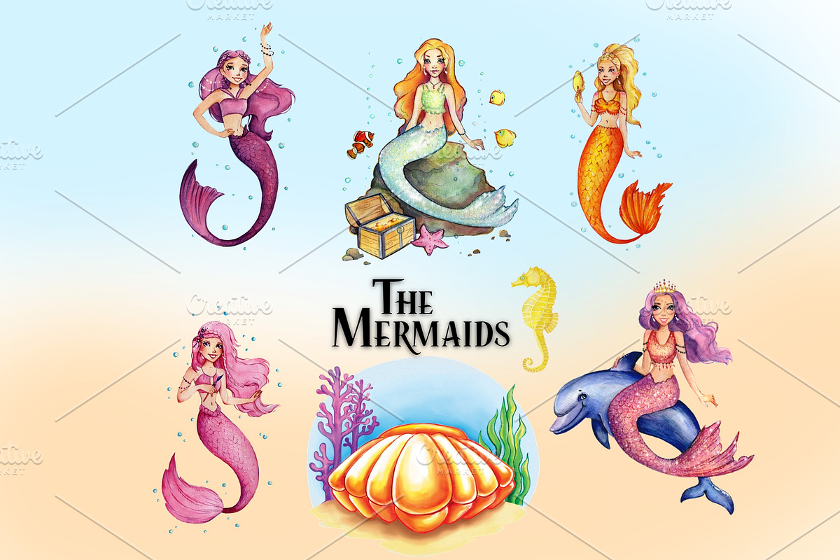 The Mermaids Clipart Images, a Graphic by Whimseez (Photo 3 of 4)