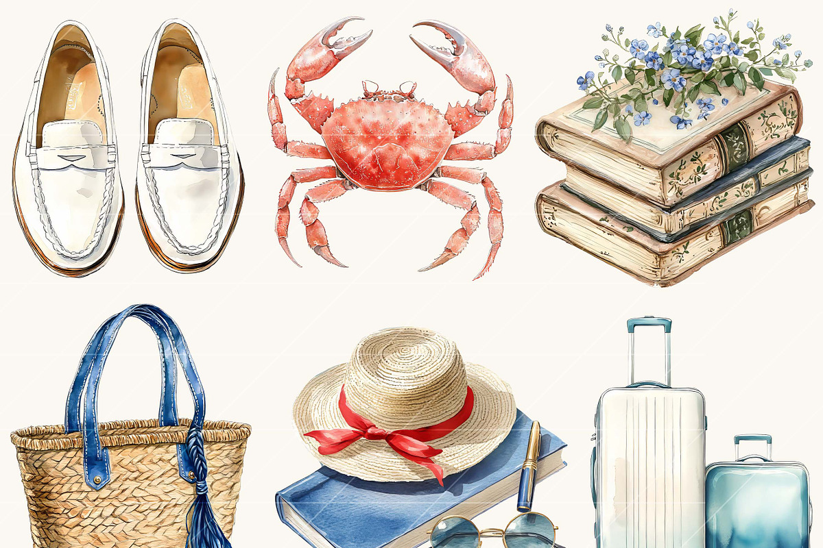 Watercolor Coastal Summer, a Seasonal Illustration by Design Scotch (Photo 3 of 8)