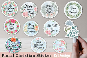 Floral Christian Sticker Bundle PNG, a Seasonal Illustration by Rose Art
