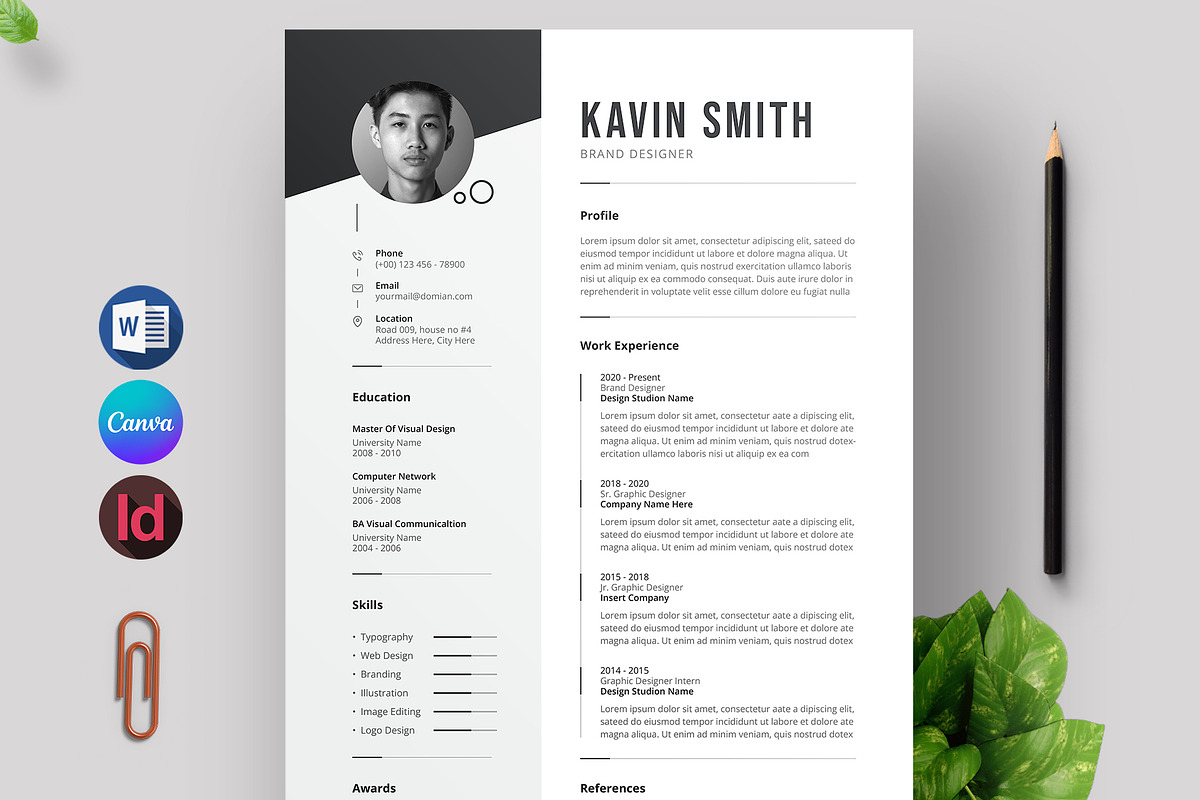 Resume/CV Template | Word & Canva, a Resume Template by HiveArts (Photo 1 of 6)
