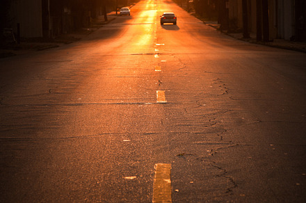 Driving at Sunset in America, a Transportation Photo by FunkyMedia