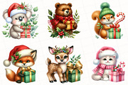 Christmas Animals Watercolor Clipart, an Illustration by OK Design (Thumbnail 5 of 5)