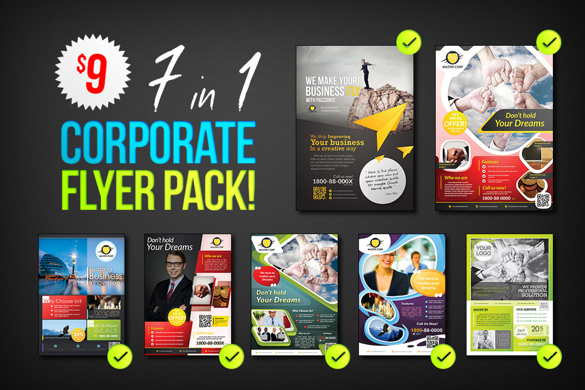 Corporate Flyers Psd Template 7 in 1, a Flyer Template by SCworkspace (Photo 1 of 2)
