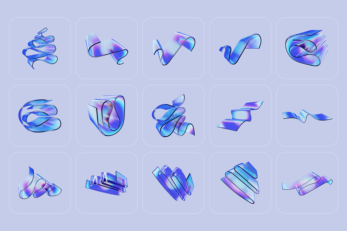 3D Glass Waves - 93 illustrations, an Object Graphic by assetpro.design (Photo 2 of 15)
