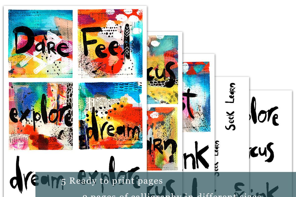 Mixed Media Calligraphy Cards, a Texture Graphic by happychinchilla (Photo 4 of 6)