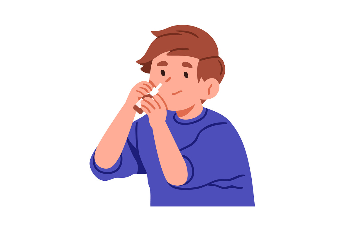 Sick kid boy with cold or flu set, a Person Illustration by Good Studio (Photo 9 of 13)