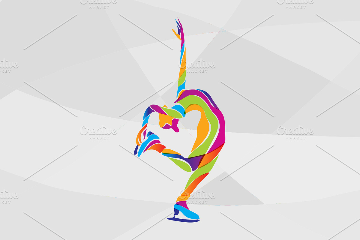 Skating girl. Ladies figure skating., a Person Illustration by Kluva's Wavy Silhouettes