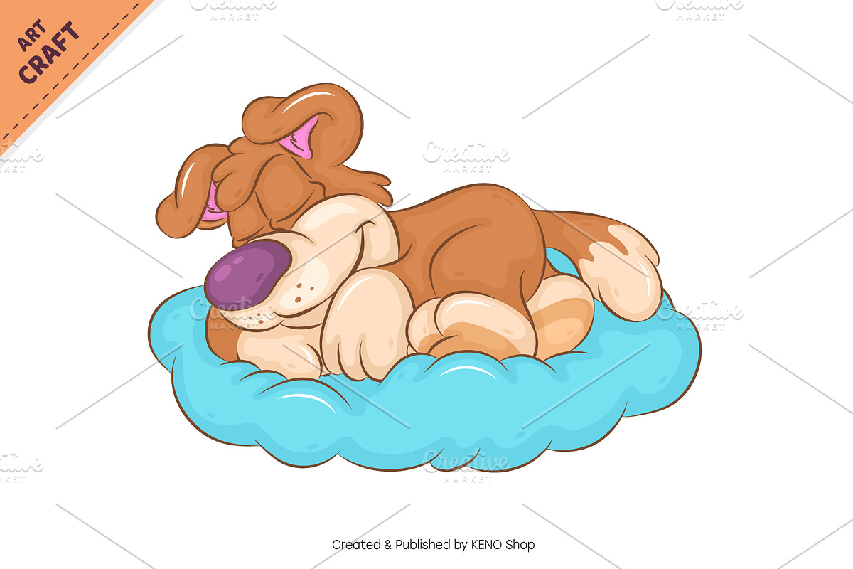 Sleeping Cartoon Dog. Clipart., an Animal Illustration by KENO Mascots (Photo 2 of 3)