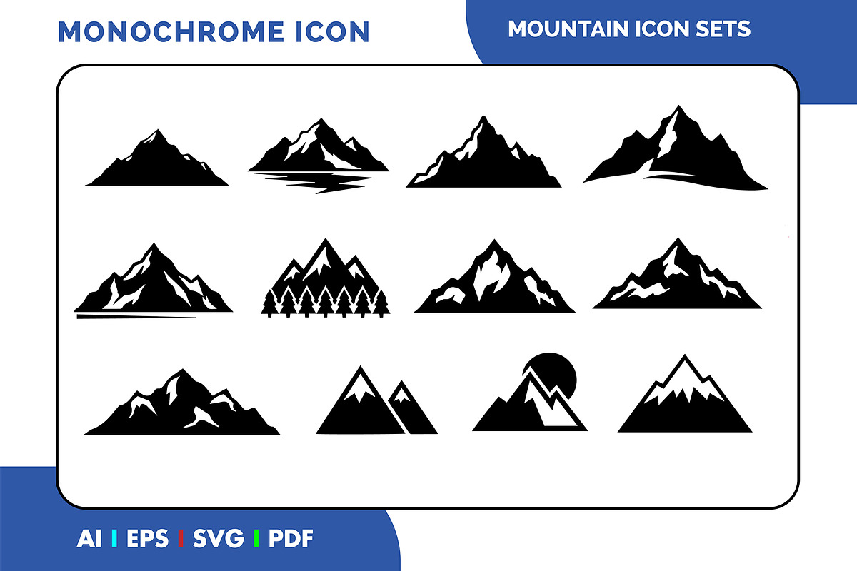 Mountain Solid Vector Icons, a Solid Icon by Fontmine Studio (Photo 1 of 3)