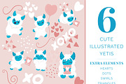 Valentine Yeti Pattern & Clip Art, a Pattern Graphic by Preyer Design (Thumbnail 2 of 9)