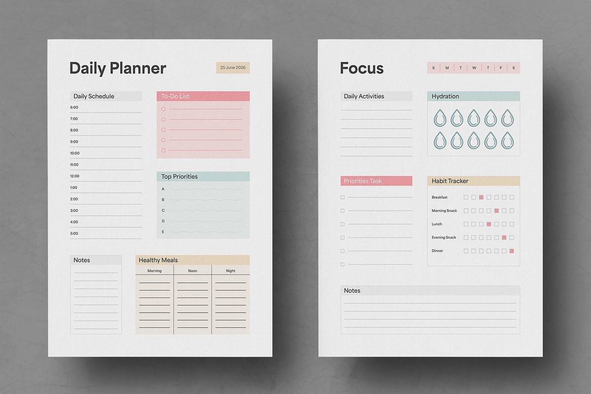 Modern Weekly Planner Template, a Stationery Template by MightyDesign (Photo 1 of 8)