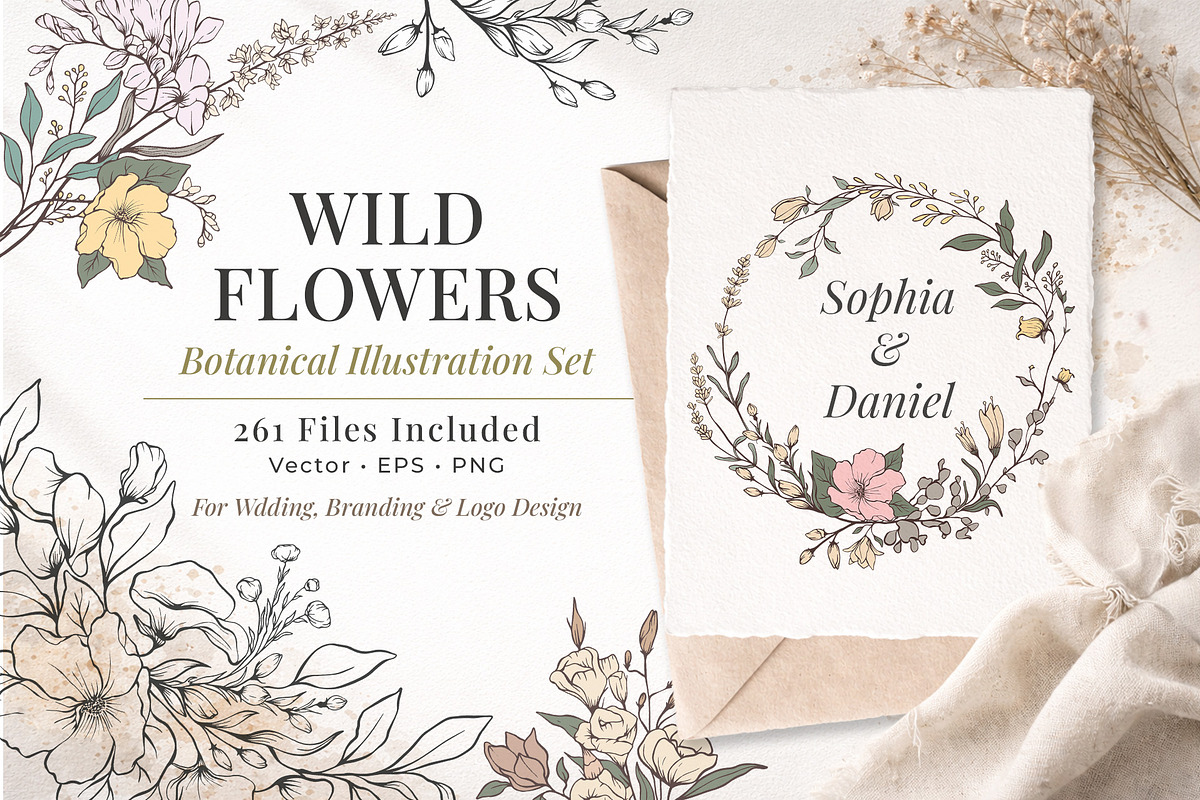 Wild Flowers Botanical Illustration, a Decorative Illustration by Papatongartist (Photo 3 of 14)