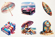 1950s Style Beach Day Clipart's, a Seasonal Illustration by RobertsArt (Thumbnail 2 of 7)