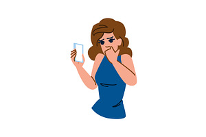 Woman reading shocking news on, a Technology Illustration by pikepicture