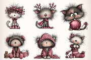Whimsical Christmas Fluffy Cats, an Illustration by Dream Creation (Thumbnail 2 of 7)