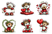 Whimsical Valentines Bear Clipart, an Illustration by Dream Creation (Thumbnail 3 of 6)