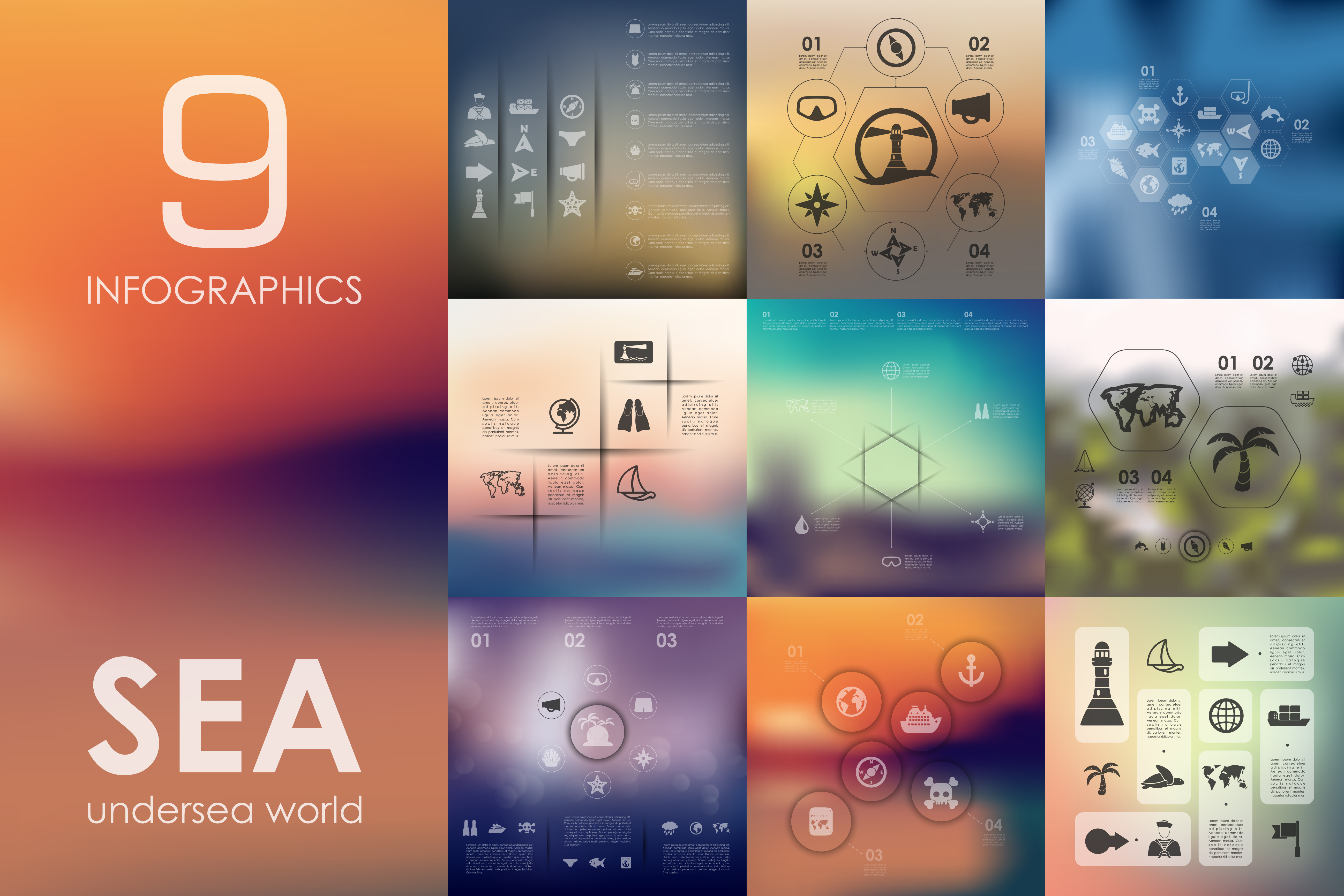 9 sea infographics, a Presentation Template by Palau