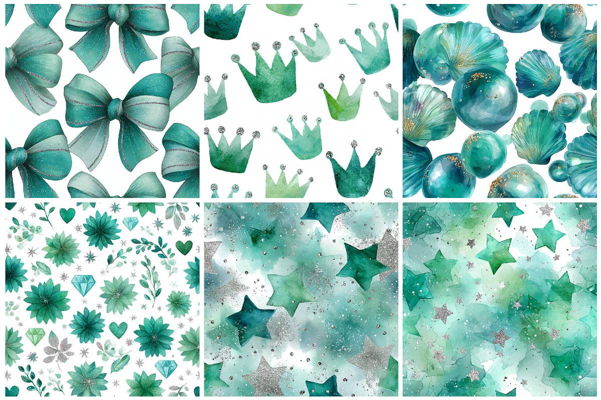 Green Silver Glitter Digital Paper, a Texture Graphic by CitraGraphics (Photo 5 of 6)