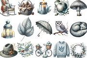 Watercolor Silver Autumn Clipart, an Illustration by Designking (Thumbnail 2 of 4)