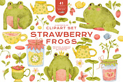 Strawberry Frogs Tea Jam Party PNG, an Animal Illustration by Rabbit Heart (Thumbnail 1 of 7)