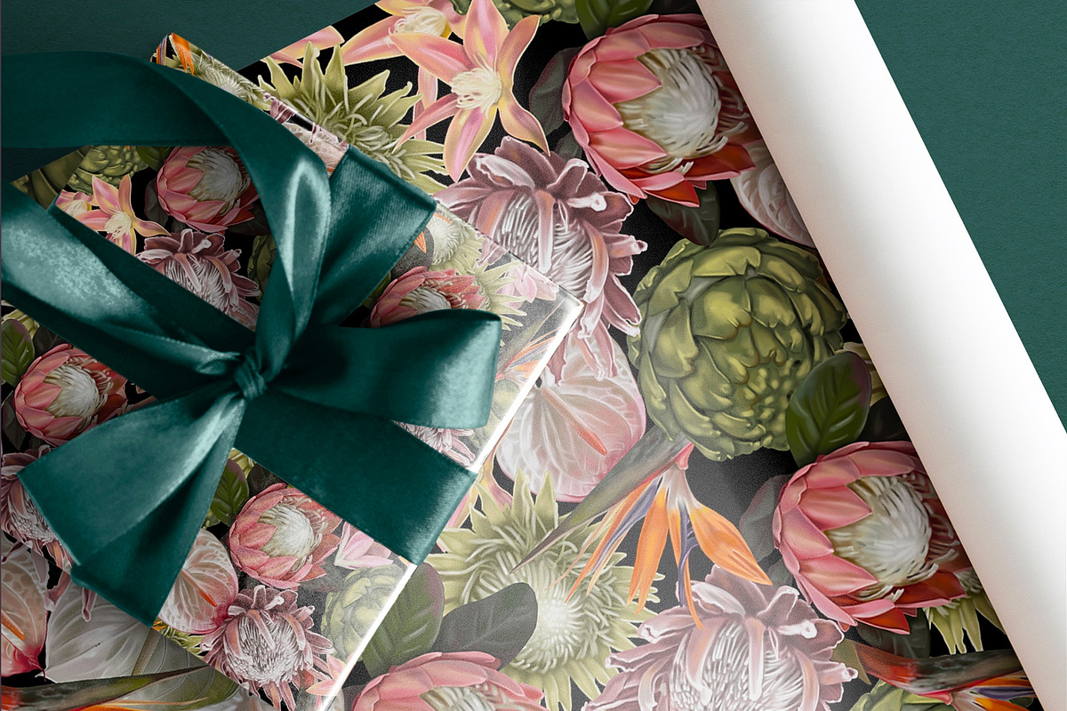 Protea & Strelitzia seamless pattern, a Pattern Graphic by NNclipart (Photo 6 of 6)