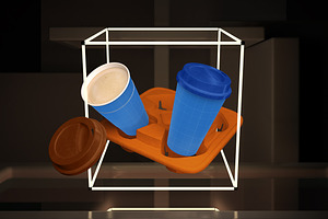 Coffee Cup Neon Mockup