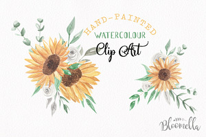 Sunflower Watercolor Floral Bouquets