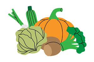 Fresh vegetables. Pumpkin, potatoes, a Food Illustration by GraphiShop
