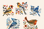 FOLK ART BIRDS CLIPART PACK, an Animal Illustration by Daring Digies (Thumbnail 4 of 10)