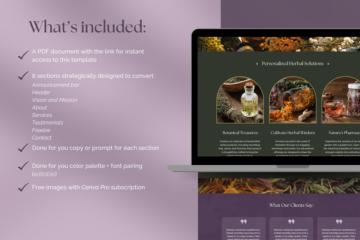 Holistic Brand Canva Website, a Landing Page Template by Unalome Design Studio (Photo 2 of 5)
