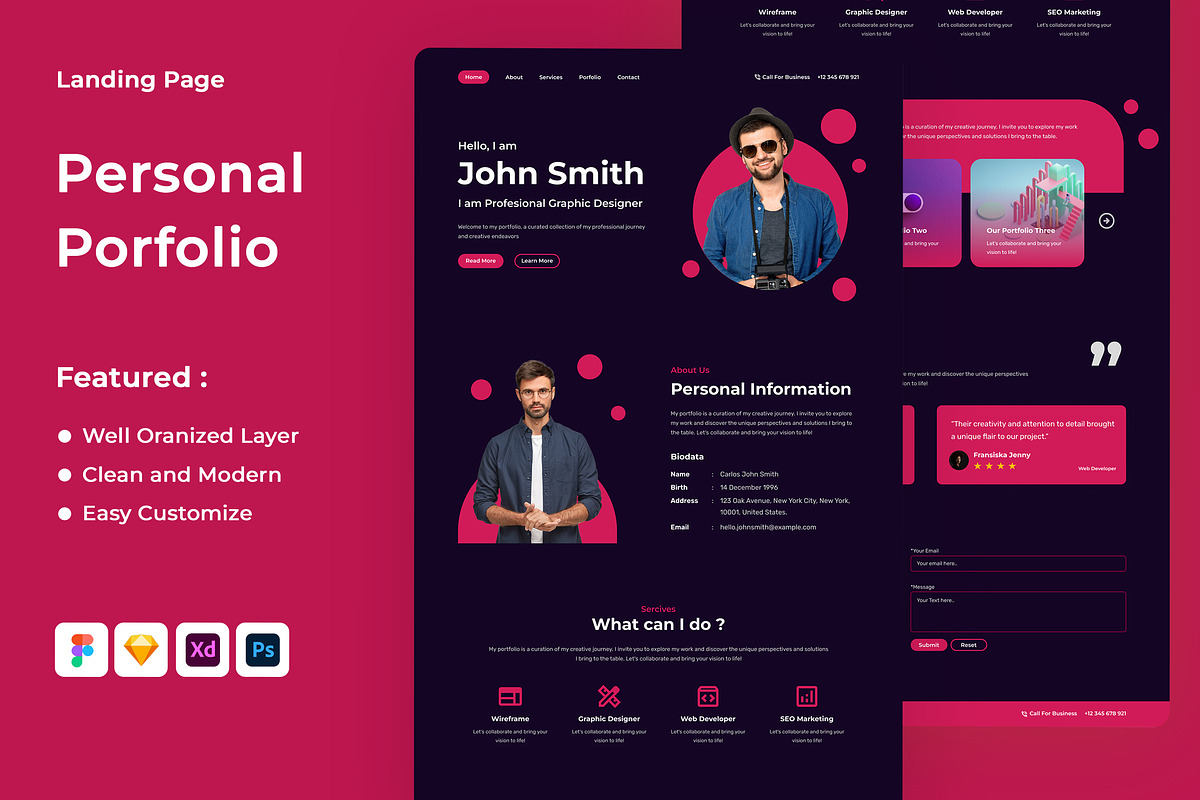 Personal Portfolio Landing Page, an UI Kit Template by ENATIVE (Photo 1 of 4)