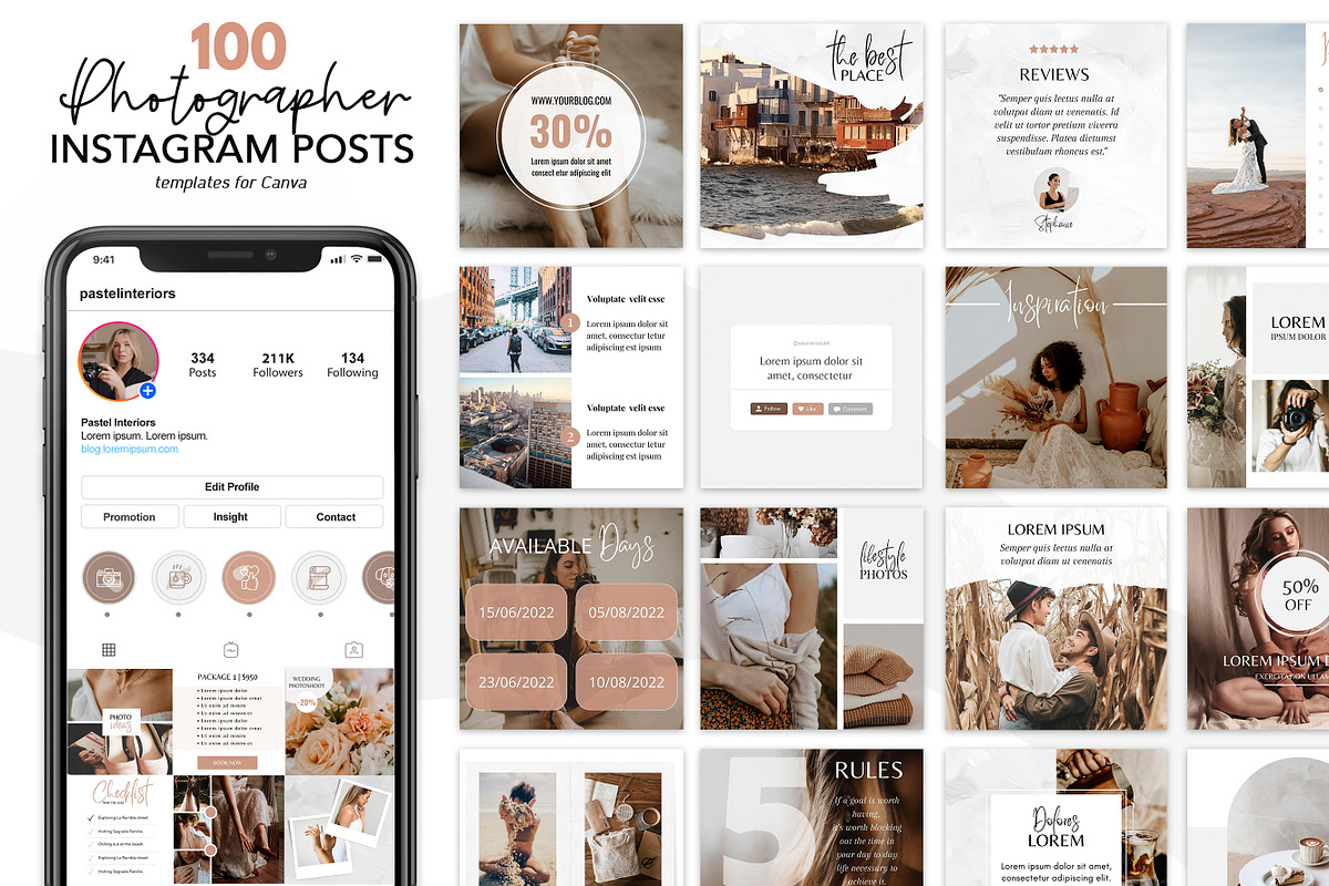 Photographer Instagram Post Bundle, a Social Media Template by SwitzerShop