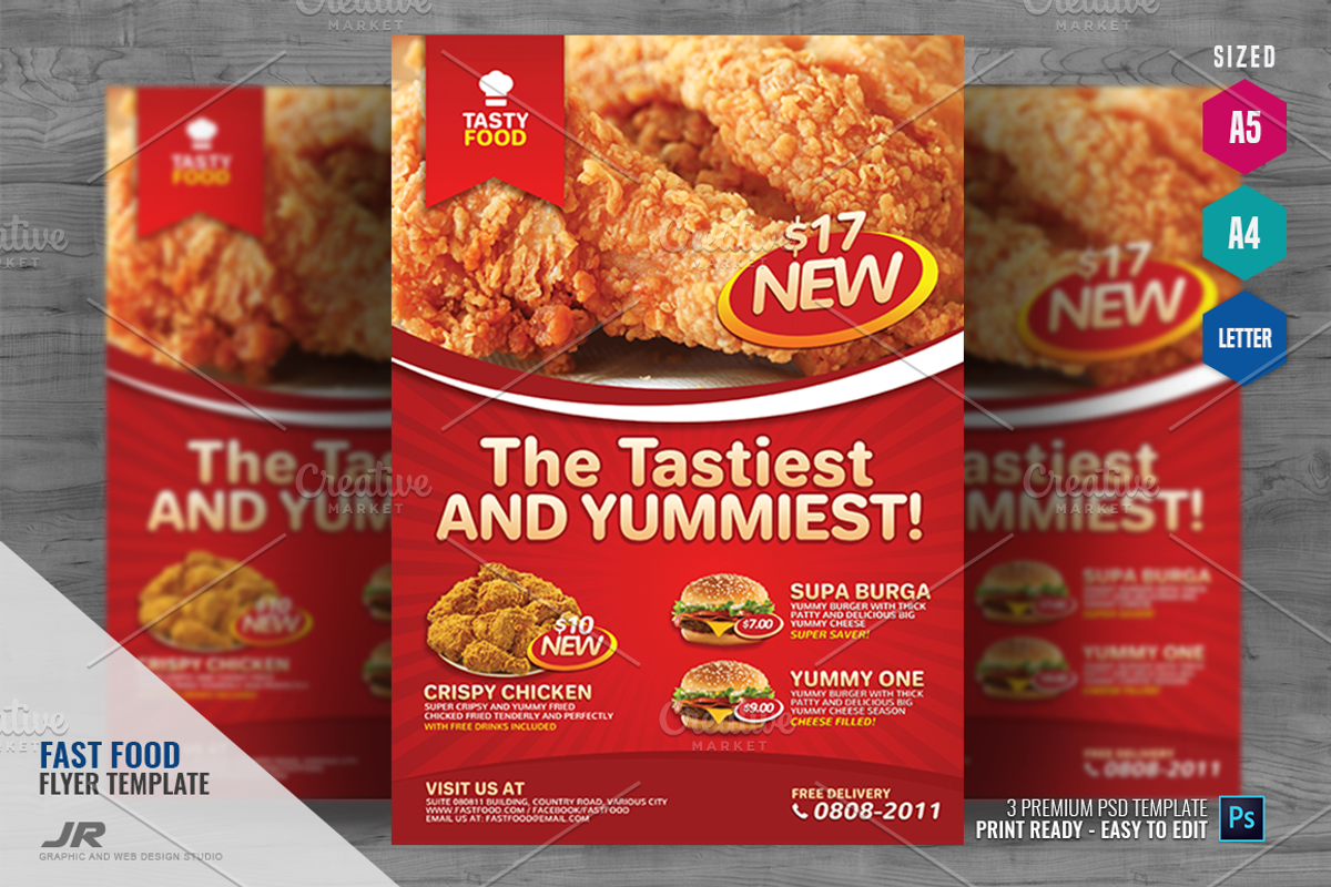Fast Food Flyer, a Flyer Template by PSDPixel