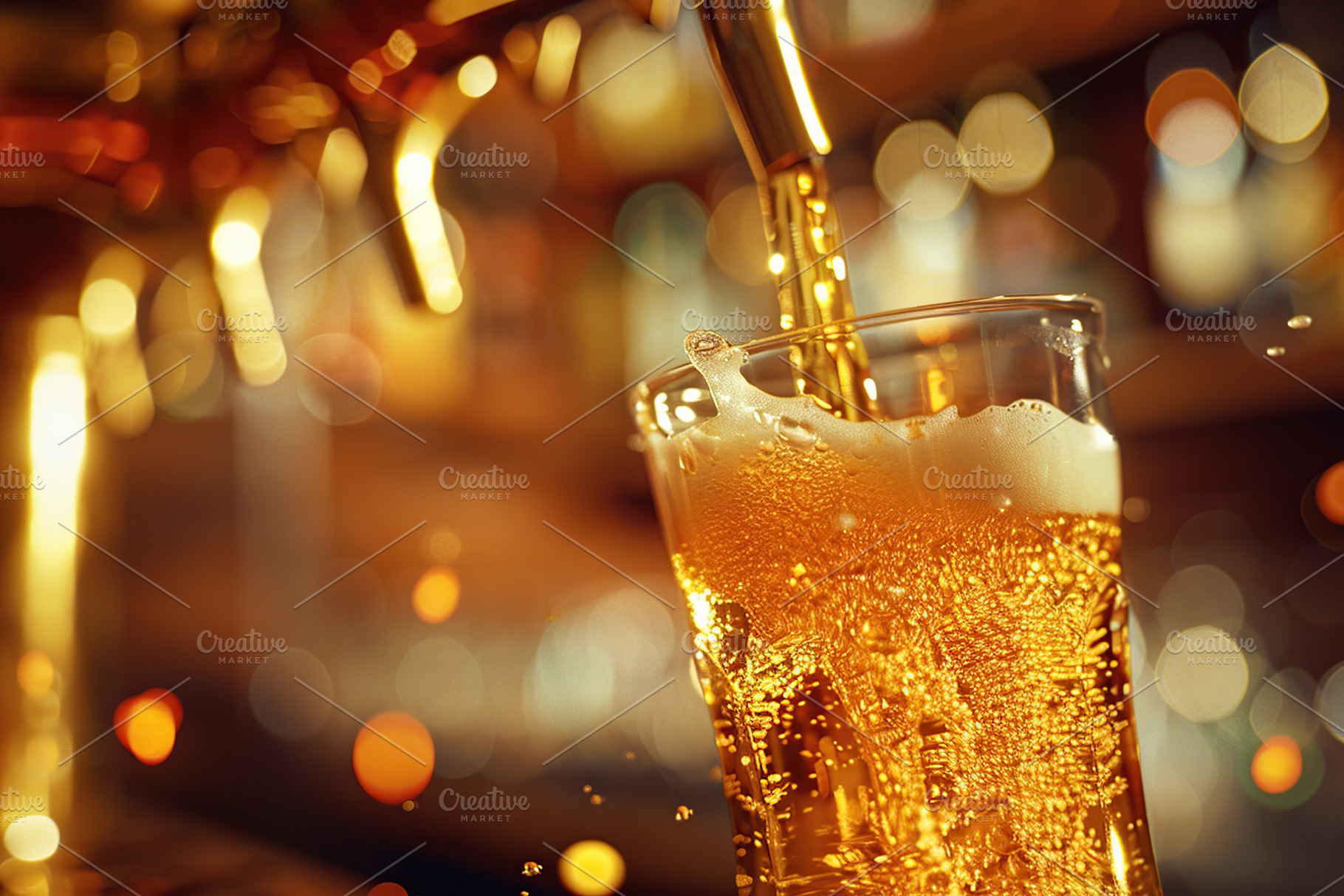 Beer tap pouring a beer in glass, a Food & Drink Photo by AlyaAnd