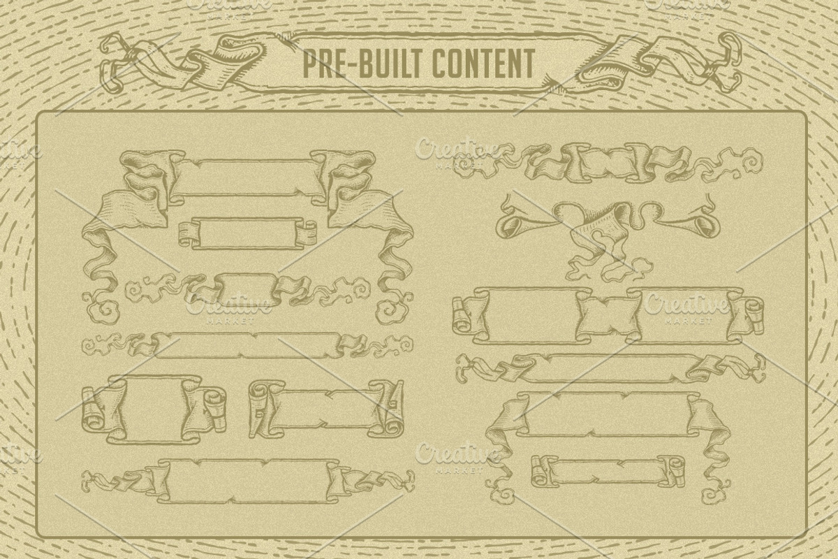 Vintage Banners & Ribbons BuilderKit preview 4