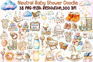 Neutral Boho Baby Shower Doodle Clip, an Illustration by Sublimation Artist