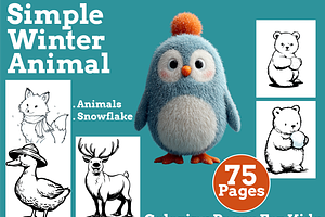 Simple Winter Animal Coloring Pages, an Animal Illustration by martinblan