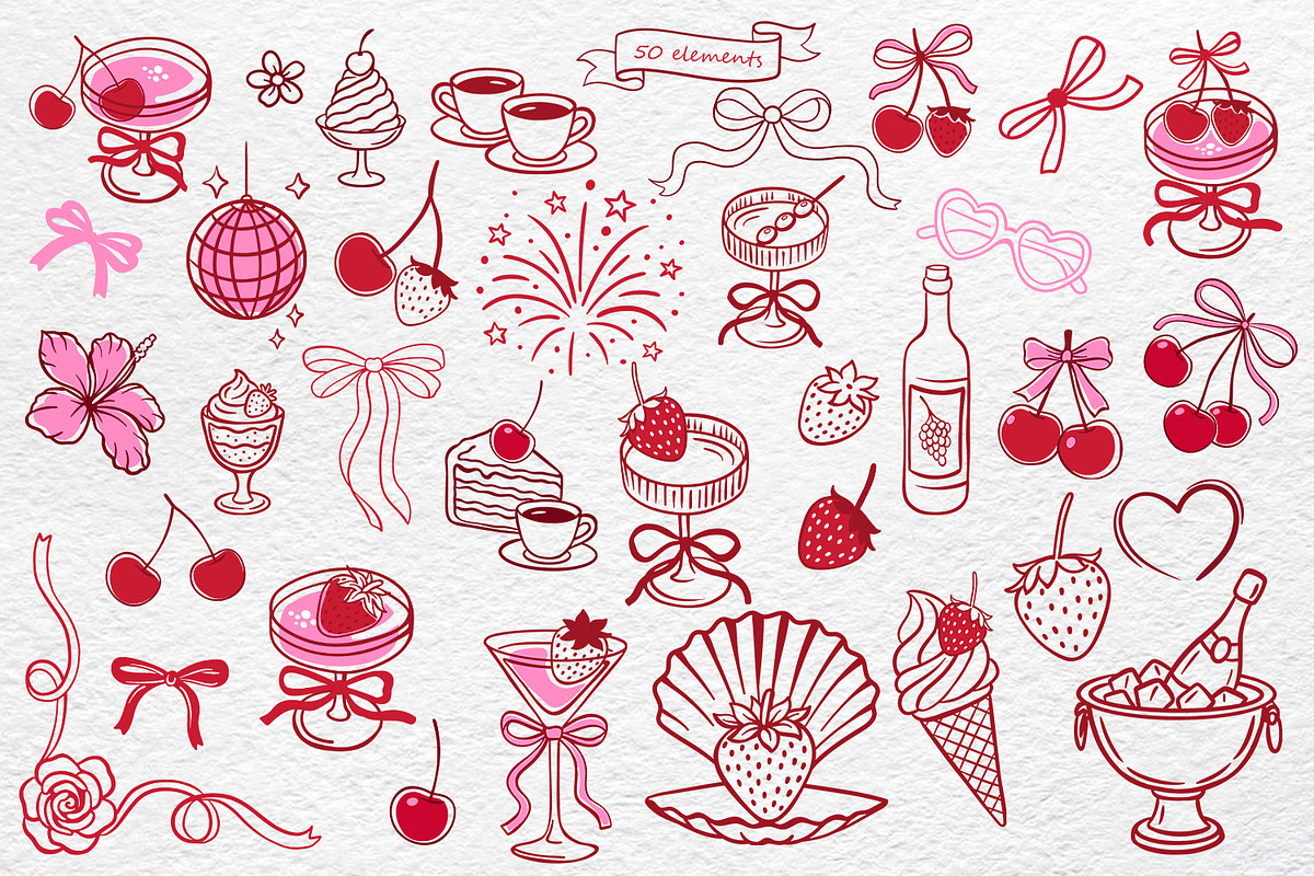 Coquette Cocktail Club - Hand-Drawn, an Object Illustration by Watercolor dreams (Photo 2 of 4)
