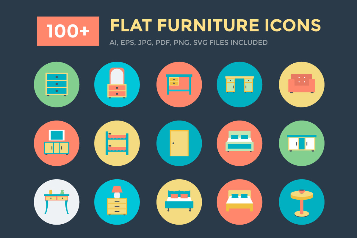 100+ Flat Furniture Icons, a Duotone Icon by Vectors Market (Photo 1 of 4)