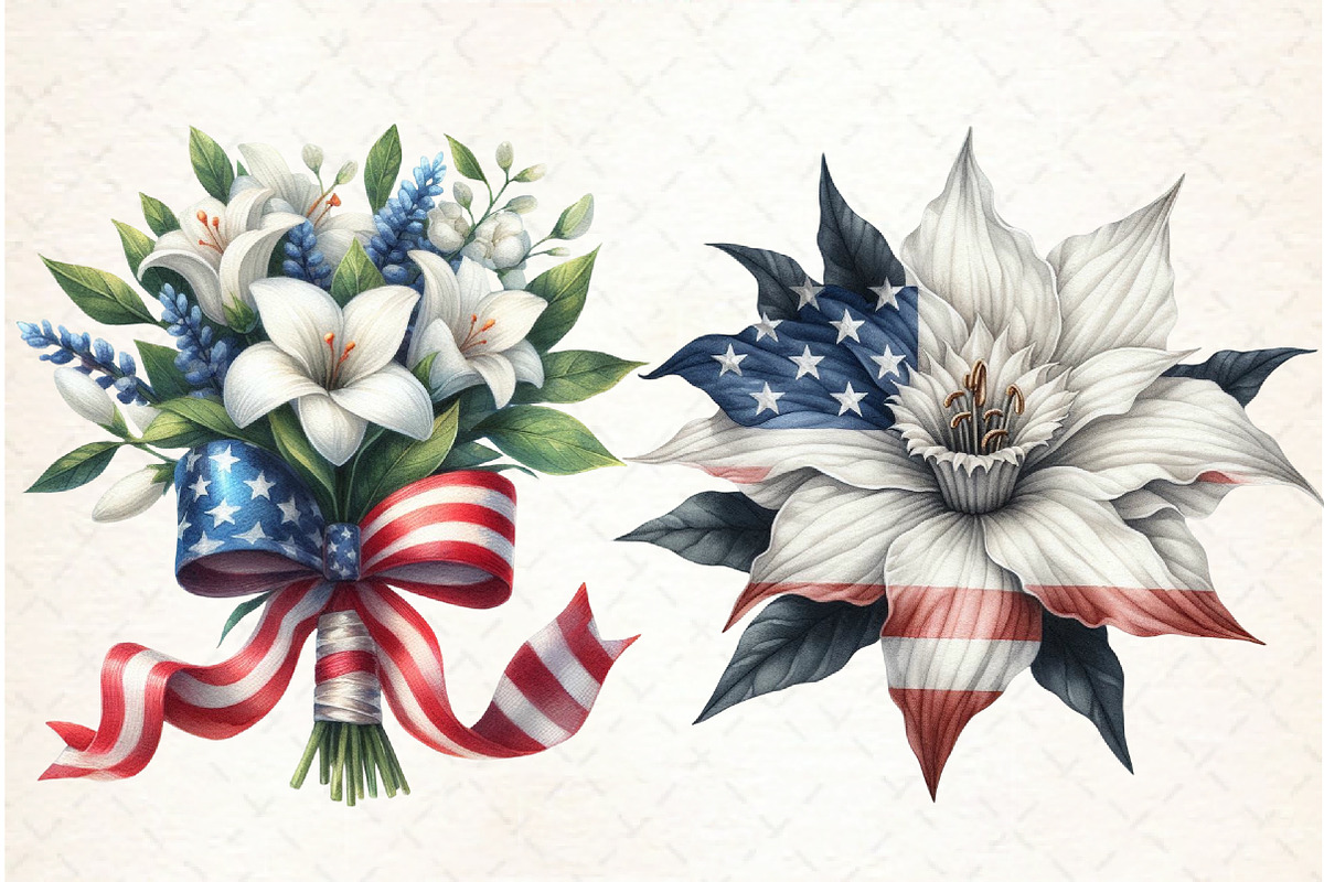 Watercolor Patriotic Floral Clipart, an Illustration by Libby Wishes (Photo 12 of 12)