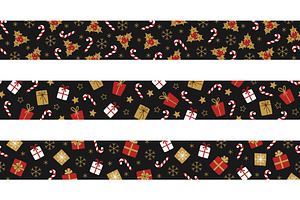 Seamless Christmas borders set