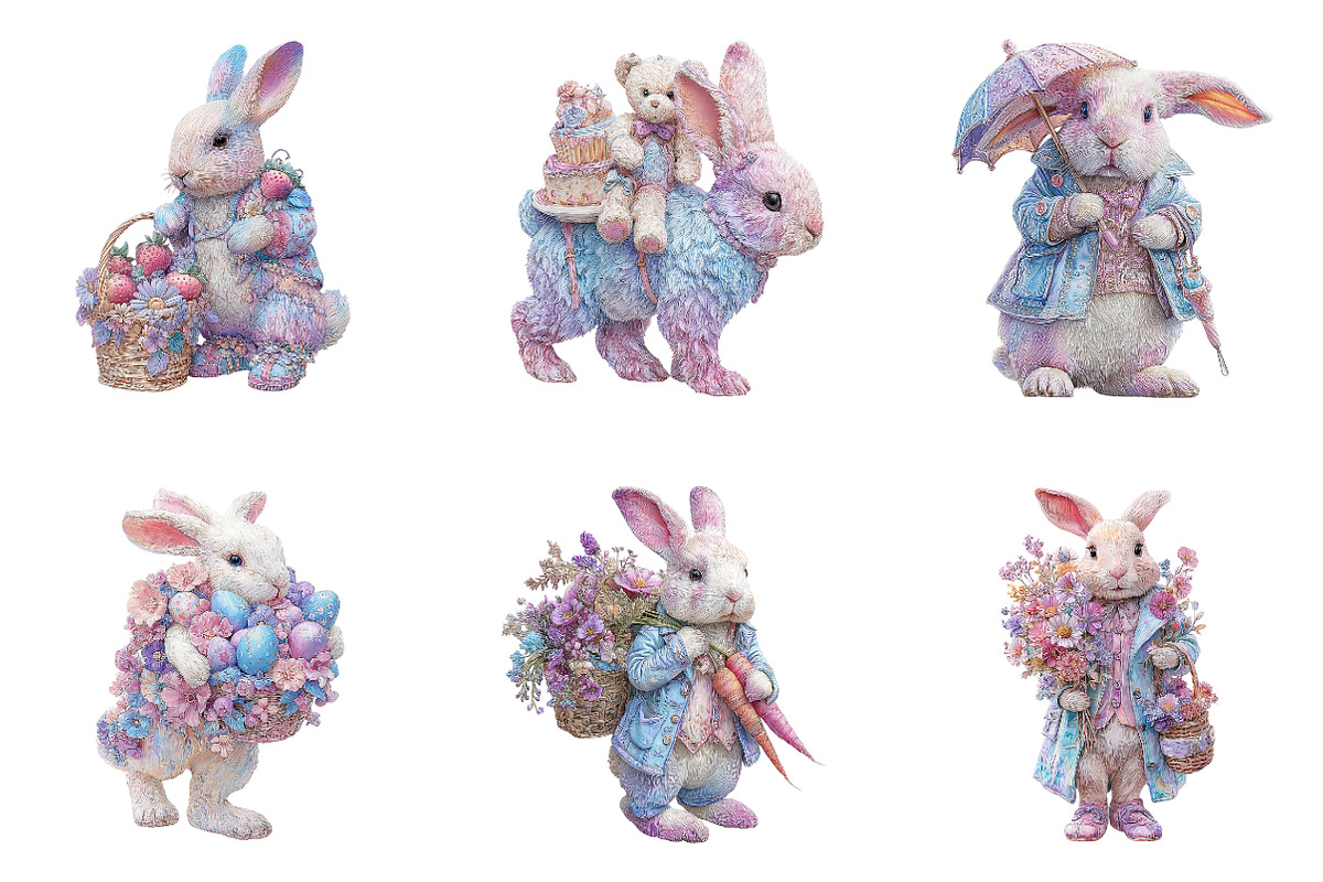 Rabbit Watercolor Clipart, a Seasonal Illustration by CreationArt (Photo 3 of 5)