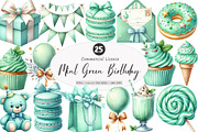 Watercolor Mint Green Birthday PNG, an Illustration by SinaCreation (Thumbnail 1 of 5)