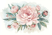Watercolor Peony Floral Clipart Bund, a Graphic by Creativeshirt (Thumbnail 6 of 15)