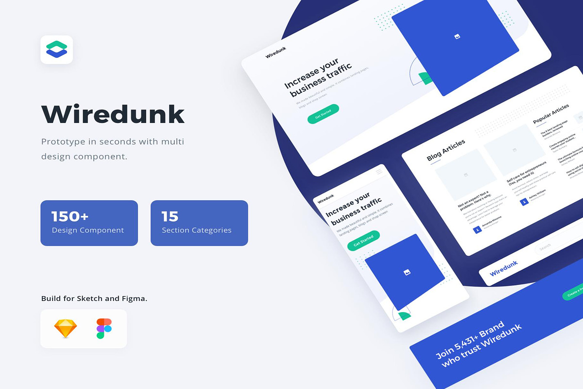 Wiredunk - Landing Page Template, an UI Kit Template by Creative Perspective (Photo 1 of 8)
